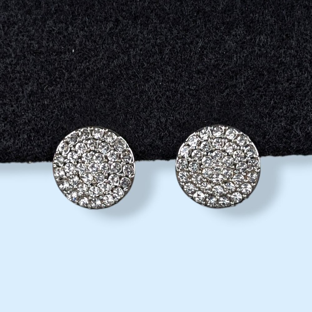 (2/$20) Round Rhinestone Disc Earrings - Picture 2 of 5